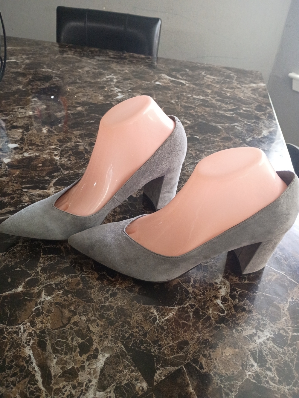 Marc Fisher Gray Suede Pointed-Toe Block Heels - Picture 9 of 9